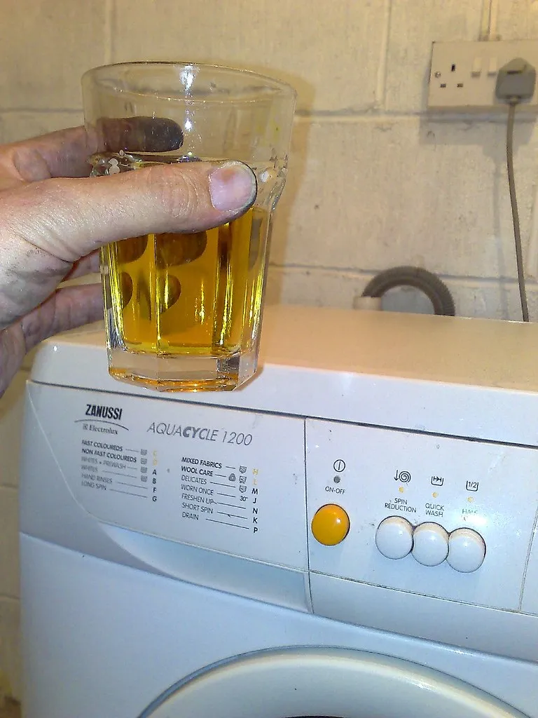 A happy customer celebrating her fixed washing machine